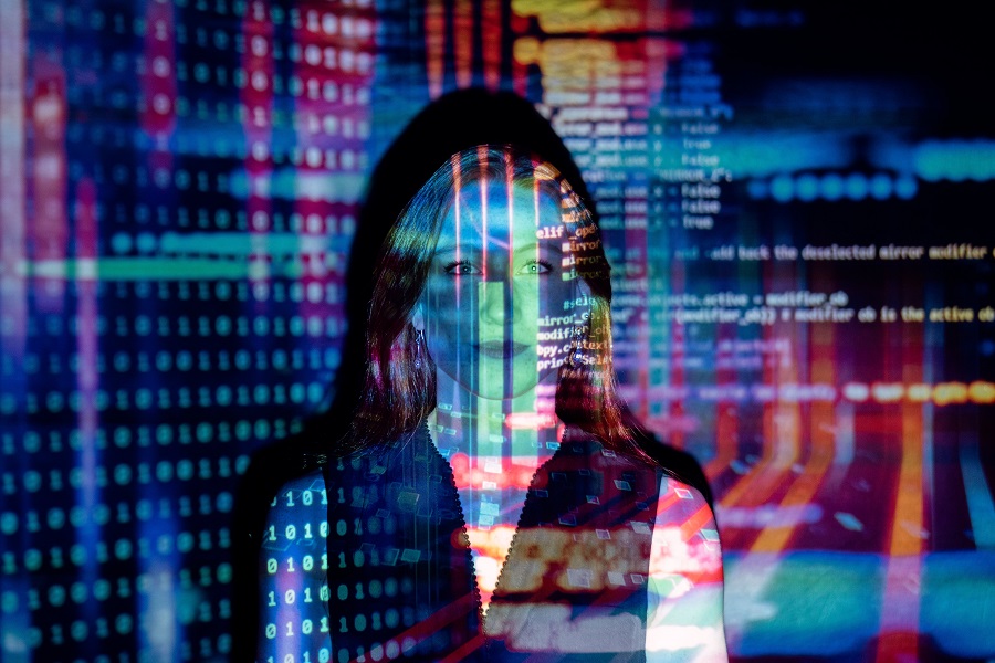 Female in the shadow of code